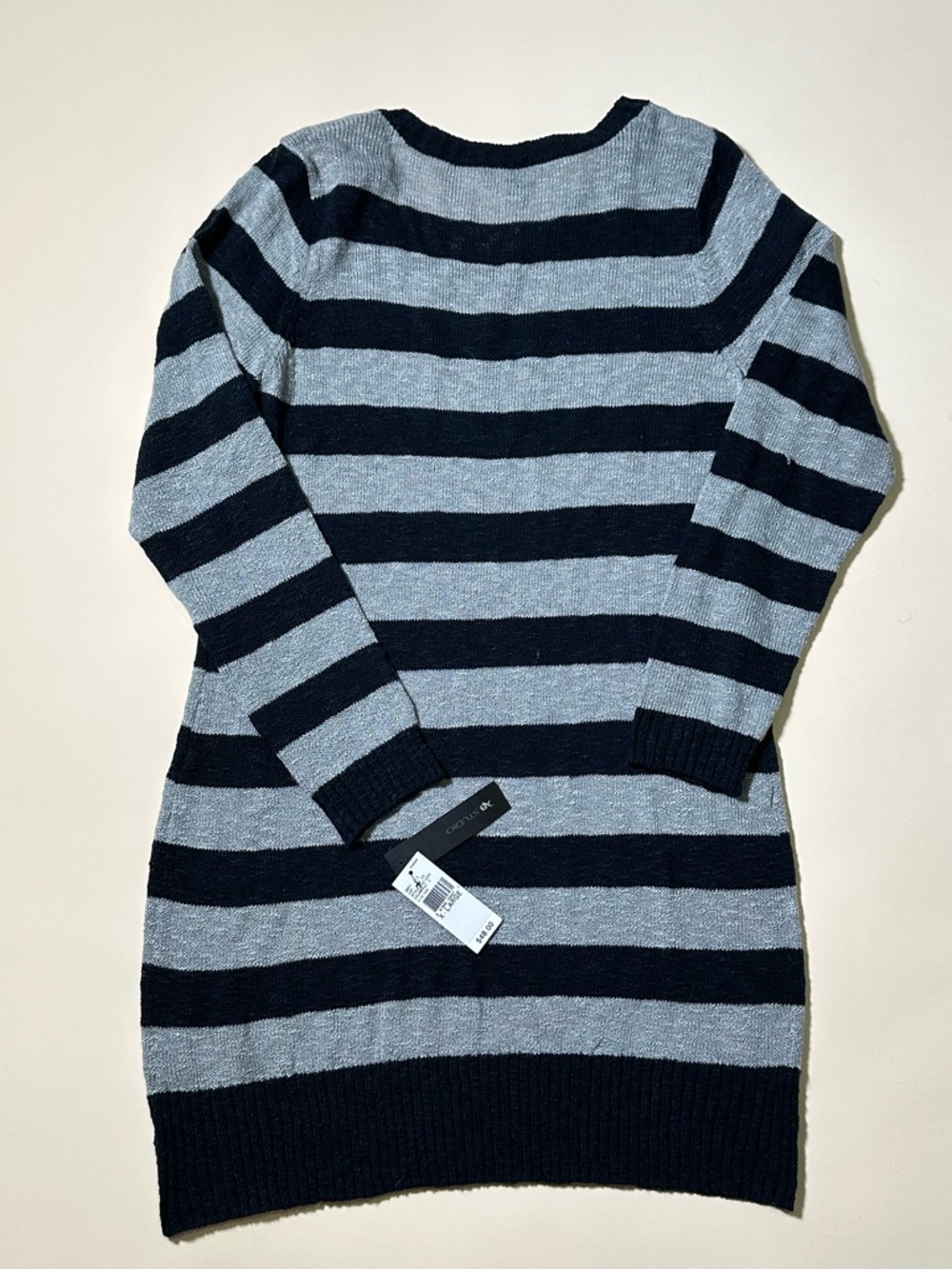 AB Studio Navy & Light Gray Striped Knit Dress